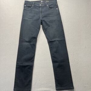 7 For All Mankind Slimmy Slim Straight Leg Dark Washed Denim Jeans Mens 32X33